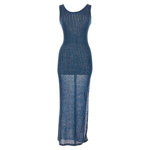 Shade & Shore Women's Knit Blue Maxi Dress, S